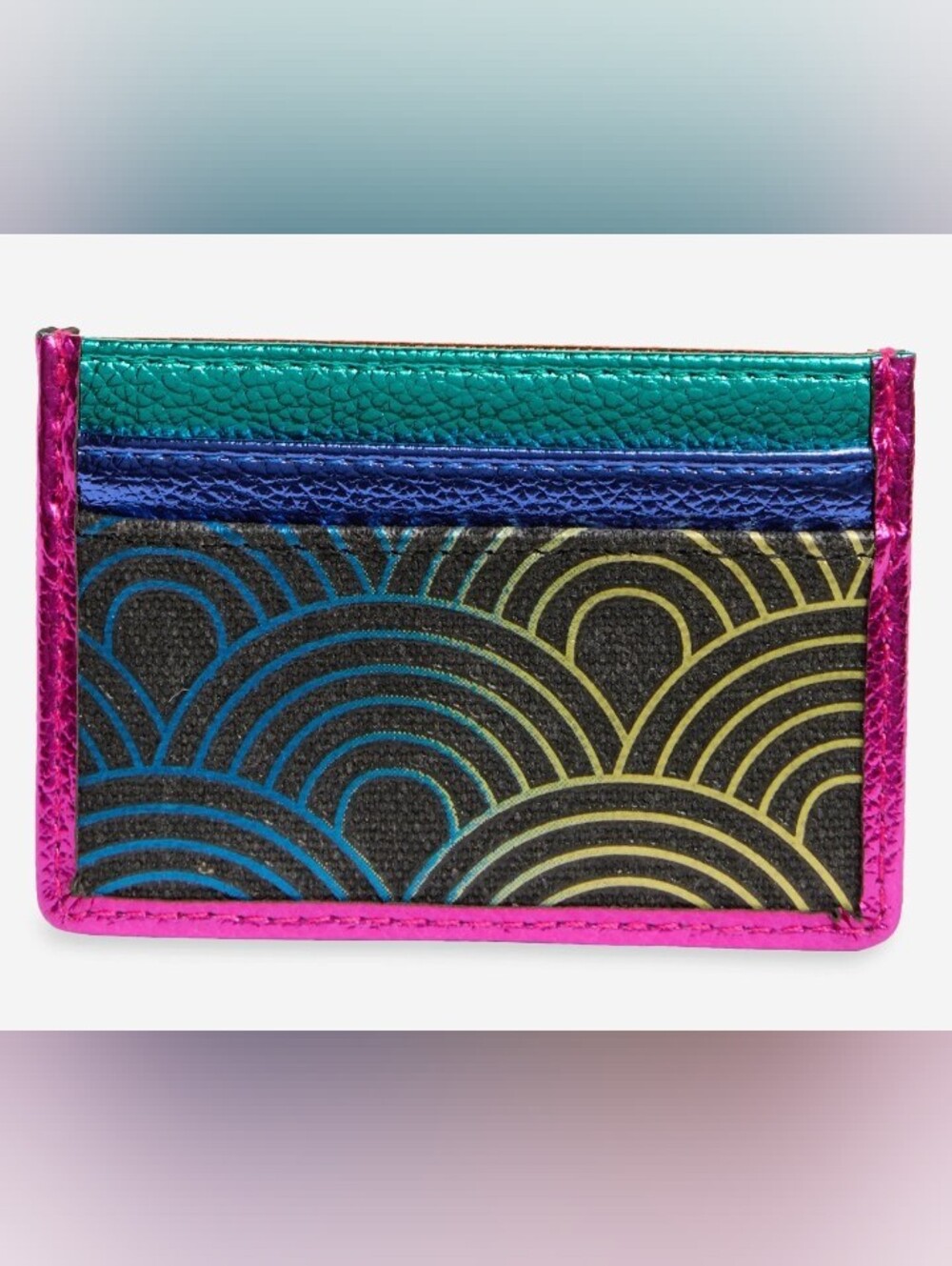 NWOT Kurt Geiger Card Holder - Multicolor Metallic with Pink Trim - Picture 3 of 4